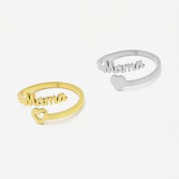 Wedding Rings Retro Letter MAMA Open Ring Women s Fashion Love Style Personality Simple Jewellery Mother s Day Gift Christmas 230710