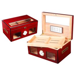 Large Cigar Storage Box Luxury Cedar Wood Cigar Humidor with Hygrometer Humidifier Cabinet Smoking Case Tobacco Accessories