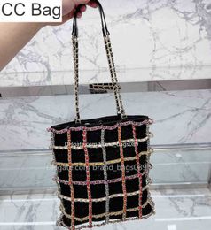 CC Bag Shopping Bags 2022 Web Celebrity Hot Newest Colored Leather Chain Black Tweed Top Quality Womens Luxury Designer Totes Large Capacity