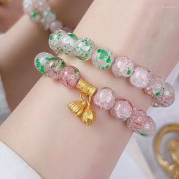 Link Bracelets 2pcs Multicolor Bead Glass Bracelet For Women Girls Crystal Couple Friendship Handmade Jewelry Accessories