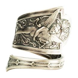 Vintage Cupid Ring Angel Music Adjustable Spoon Rings for Men Women Anniversary Commemorate Finger Jewellery Gift