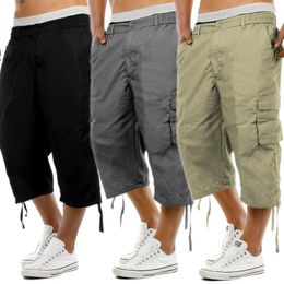 Men's Pants Summer Combat Cargo Shorts Casual Work With Pockets Capri Mens Jogger Workout Gym Trousers