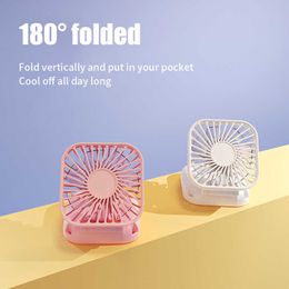 Electric Fans Foldable Neck Hanging Fan Table Fan USB Adjustable Rechargeable Cooling Fan Mute Handheld Portable Folding Fan Summer