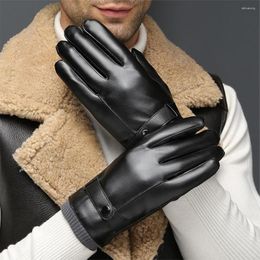 Cycling Gloves 1 Pair Man Winter Windproof Thermal Touch Screen Motorcycle Riding Hiking Driving Mittens Black Brown