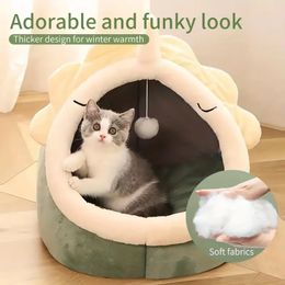 Cat Bed Warm Pet Basket Cosy Kitten Lounger Cushion Cat House Tent Semi-enclosed