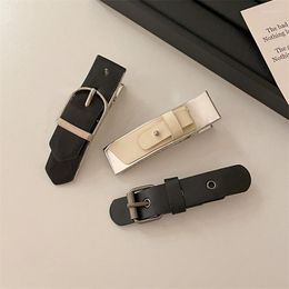 Hair Clips Punk PU Leather Belt Buckle For Women Creative Design Aesthetics Pins Y2K 2000s Accessories