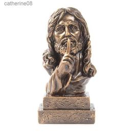 Creative Resin Crafts Jesus Christ Head Bust Statue Antique Bronze Finish Meditation Praying Sculpture Collectible Figurines L230711