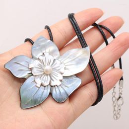 Pendant Necklaces Natural Shell White Alloy Irregular Flower Necklace For Jewellery Making DIY Accessories Charm Gift Party 50x60mm