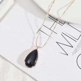 Pendant Necklaces Blue Sanstone Teardrop Necklace For Women Long Chain Inverted Rounded Arrow Boutique Jewellery Wholesale