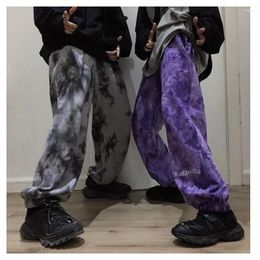 Men's Jeans Korean Version Of Original Style Street Kpop Letters Retro Tie Dyed Loose Casual Sports Pants For Men And Women Fashion