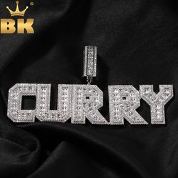 Pendant Necklaces THE BLING KING Custom Bold Baguettecz Letters Pendant Iced Out Square Bling Cubic Zirconia Name Necklace Hiphop Rapper Jewellery 230710