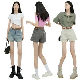 Women's Shorts S-XXL Loose American Spicy Girl Classic Versatile High Waist Wide Leg Slim A-line Denim Pants Street Style Summer