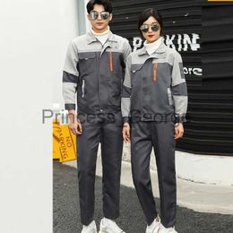 Others Apparel Factory Work clothing for men worker coveralls contrast color wear resistant repairmen long sleeve jacketpants workshop uniform x0711