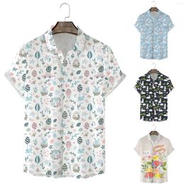 Men's Casual Shirts Slim Fit Shirt Mens Fashion Personality Easter 3D Digital Printing Short Sleeve Summer Tunics