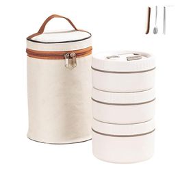 Dinnerware Sets 1000ml Leakproof Portable Kids Adults Thermal Lunch Box Stackable Outdoor Picnic With Bag For Students Stainless Steel