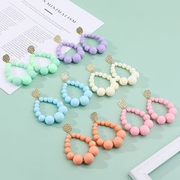 Stud Bohemian Color Bead Hyperbol Earrings For Women Trend Gradual Acrylic Vintage Hanging Fashion Female Party Jewelry 230710