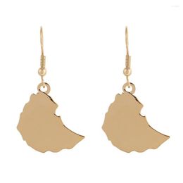 Dangle Earrings Small Size Ethiopian Map For Women Girl Gold Colour Jewellery Gifts