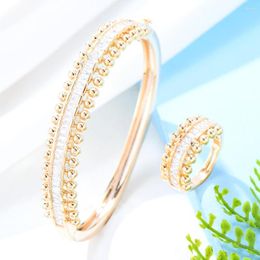 Necklace Earrings Set Kellybola BOHO Sparkly Trendy Stackable Princess Bangle Ring For Women Full Micro Cubic Zircon Wedding Saudi Arabic