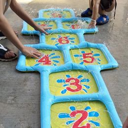 Sand Play Water Fun Inflatable Spray Number Pad Summer Children Kids Outdoor Pool Beach Lawn Square Grid Mat 230711