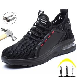 Safety Shoes Breathable Men Work Safety Shoes Anti-smashing Steel Toe Cap Working Boots Construction Indestructible Work Sneakers Men Shoes 230711