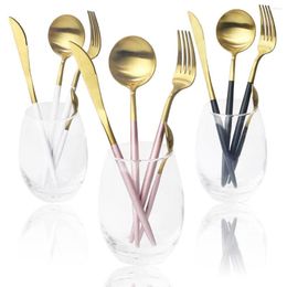 Dinnerware Sets 16/20Pcs Matte Set Luxury Pink Gold Cutlery Knife Fork Spoon Flatware Stainless Steel Tableware Kitchen