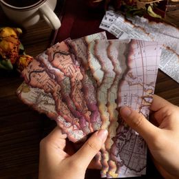 Gift Wrap 6 Style Vintage Burning Washi Sticker Creative Map Note Spaper Hand Account Material Decoration Stationery