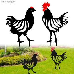 Funny Chicken Fence Decor Statues Garden Farm Yard Resin Craft Chicken Hen Sculpture Outdoor Housewarming Yard Pool Ornament L230620