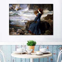 Female Figure Canvas Art Miranda the Tempest William Adolphe Bouguereau Famous Painting Hand Painted Artwork Living Room Decor