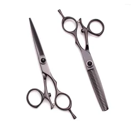 Professional Scissors 6" 440C Black Hair Cutting Thinning Shears Rotated Handle Customise Logo DIY C9019