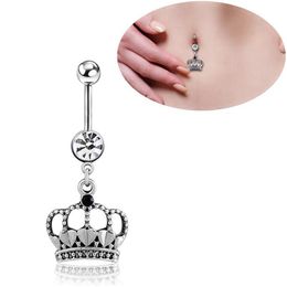 Navel Bell Button Rings Piercing For Women Sier Crown Surgical Steel Summer Beach Fashion Body Jewellery Drop Delivery Dhswv