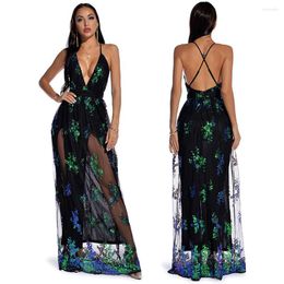 Casual Dresses Sexy Club Outfits Sequin Party Woman Dress Women Summer Clothes Bodycon Vintage Maxi Elegant Backless Long Vestido