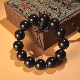 Strand 12-20mm Black Natural African Ebony Beaded Buddha Elastic Bracelet Mala Rosary Classical Wind Energy Hand String Couples Jewellery