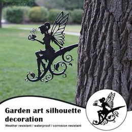 Butterfly Fairy Metal Silhouette Used For Garden And Outdoor Wall Decoration Or As Gifts For Kids Decorative Stakes Wind Spinner L230620