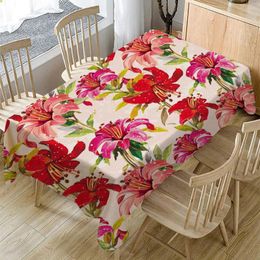 Table Cloth Watercolour Flowers Rectangular Wedding Party Decor Linen Floral Tablecloth Home Kitchen Green Leaves Covers