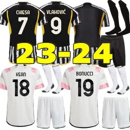 Fans Player 23 24 VLAHOVIC CHIESA MILIK Soccer Jerseys POGBA Men Kids Set BONUCCI Football Shirts Kit DI MARIA Uniform Kostic Fagioli Danilo Maglie Da Calcio