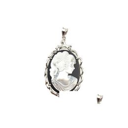 Pendant Necklaces Natural Mother Of Pearl Shell Beauty Women Cameo Carved White Shells Pendants Craft 5 Pieces Drop Delivery Jewelry Dhvtr