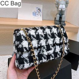 CC Bag Designer Splice Knitted Twotone Tweed Quilted Bags Gold Metal Hardware Double Flap Coin Purse Luxury Handbag Key Pouch Crossbody Shoulder Chain Sacoche totes