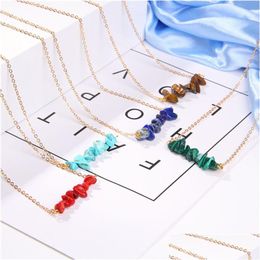 Pendant Necklaces Fashion Natural Chips Stone Necklace Womens Chain Choker Charm Gemstones Drop Delivery Jewellery Pendants Dh91O