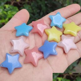 Charms 25Mm Star Shape Luminous Stone Fluorescent Chakra Healing Pendant Glow In Dark For Necklace Jewellery Accessories Drop Delivery Dhbcj