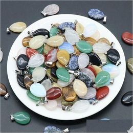 Charms Natural Crystal Stone Water Drop Aventurine Rose Quartz Tigers Eye Opal Agate Pendants Diy Necklace Jewellery Making Delivery F Dh7Io