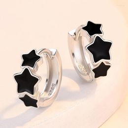 Hoop Earrings TIEEYINY 925 Silver Needle Women Fashion Black Star Classic Jewelry High Quality