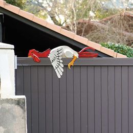 Funny Fence Halloween Decorations Farm Resting Rooster Ornaments Creative Chicken Outdoor Statues Housewarming Art Decor L230620