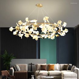 Pendant Lamps Modern Creative Leaf Led Lights Living Dining Room Decor Lamp Villa Stair Hanging Light Fixtures Luminaire