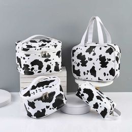 Lady Cosmetic Bags Cases Cow Print Pu Makeup Bag Ins Style Travel Wash Skincare Storage Portable Outdoor Cosmetics 230704