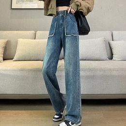 Women's Jeans Straight Tube Wide Leg Fashion Clothing High Waist Thin Loose Pants Spring Autumn Style Trimmings Trousers