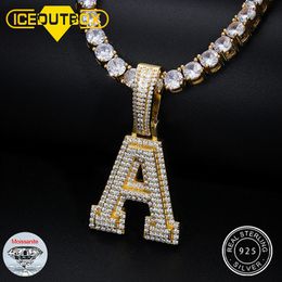 Pendant Necklaces A-Z Letter Jewellery Necklace Women Iced Out Prong Setting Pendant Personalised Charms Rapper Super Star Hip Hop Punk 230710