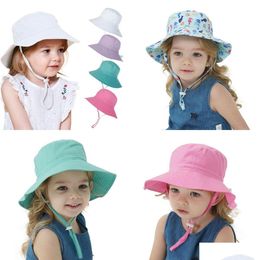 Caps Hats Lovely Baby Hat Cap Cotton Girl Sun Summer Outdoor Kids Children Panama Infant Boys Girls Beach Bucket Drop Delivery Mat Dhjfs