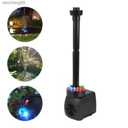 Adjustable Water Pump Waterproof with 12 LED Light 15 W Garden Aquarium Fountain EU Plug Ultra-quiet L230620