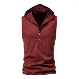 Men's Tank Tops Mens Sleeveless Hooded Sweatshirt 2023 Summer Solid Breathable Thin Tee Casual Fitness Workout Pullover Hoodies