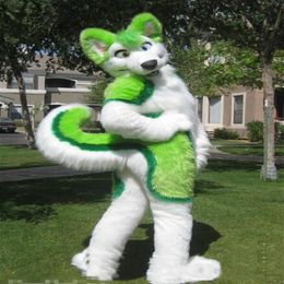 2018 new green husky fursuit Mascot Costume plush Adult Size Halloween XMAS party Costumes268n